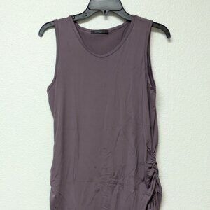 LOVEU.DEAR Dark Mauve Round Neck Sleeveless Blouse with Scrunched Sides - Small